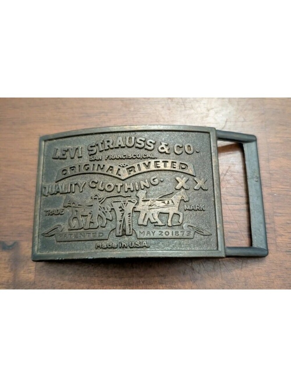 Vintage Levi Strauss & Co. Brass Belt Buckle. Made In USA.